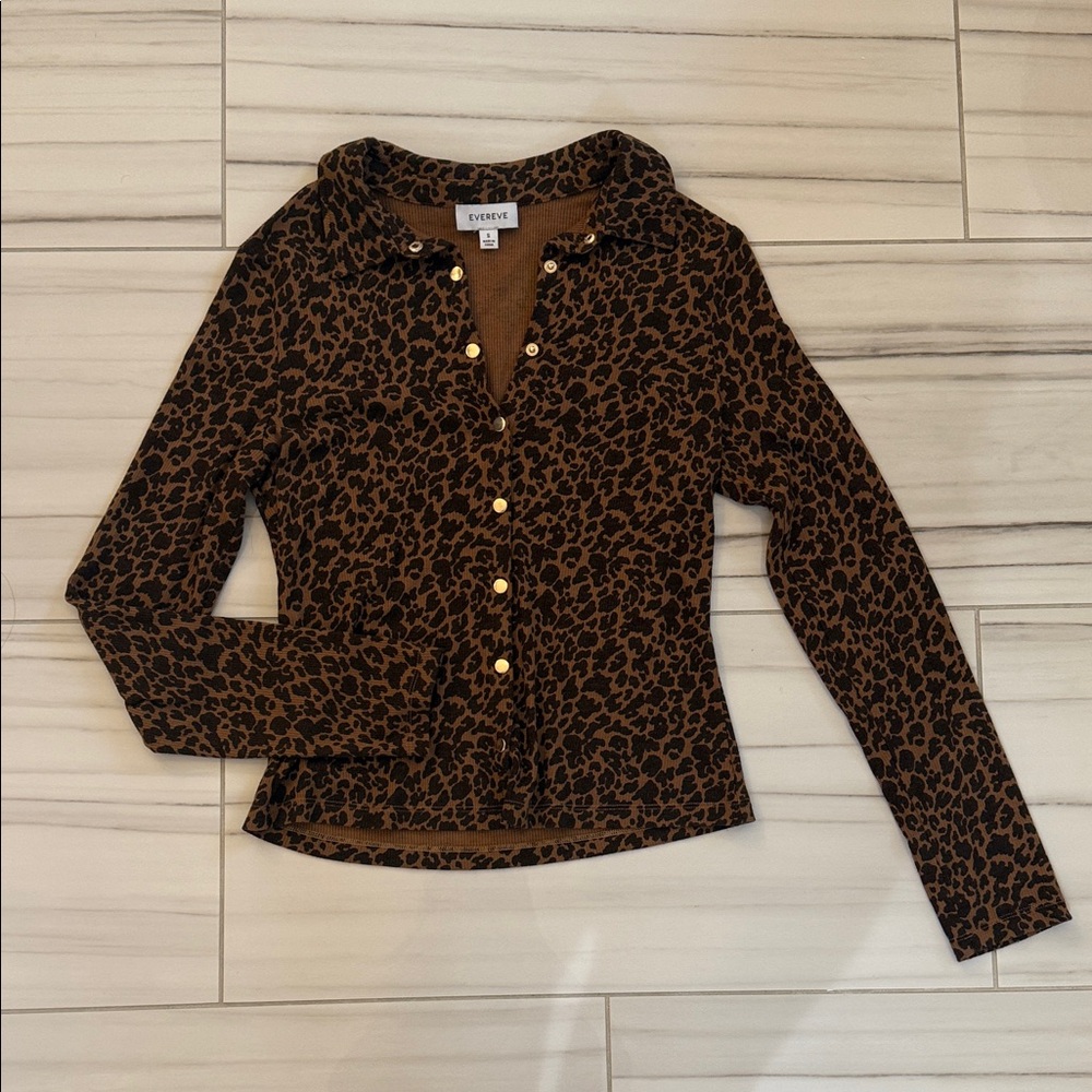 Evereve Brown Leopard Print Cardigan